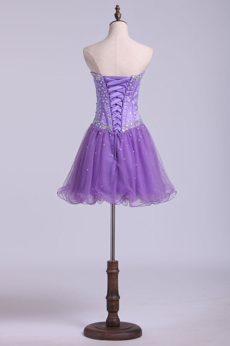 2022 Homecoming Dresses Sweetheart A Line Short With Rhinestones