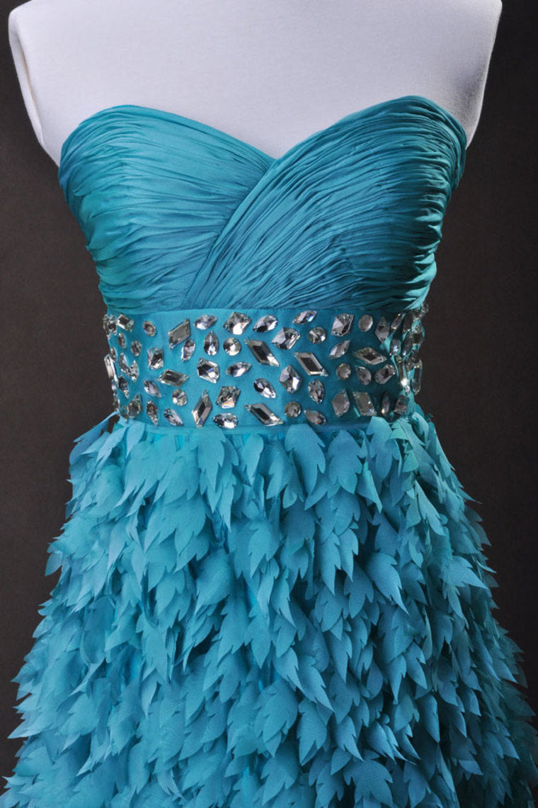 Blue  A Line Sweetheart  Knee Length Chiffon Cz