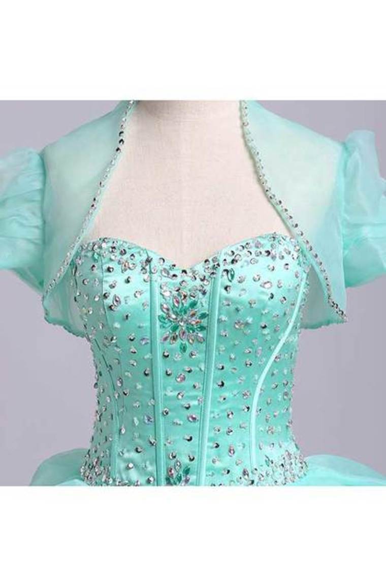 2022 Ball Gown Sweetheart Jewel Beaded Bodice Bubble And Ruffled Skirt