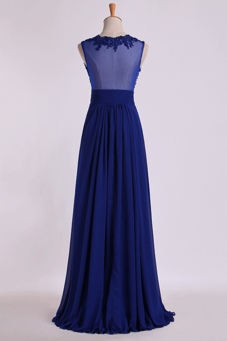 2022 V Neckline Prom Dresses Ruched Waistband Tulle Back Flowing Chiffon Skirt Full Length