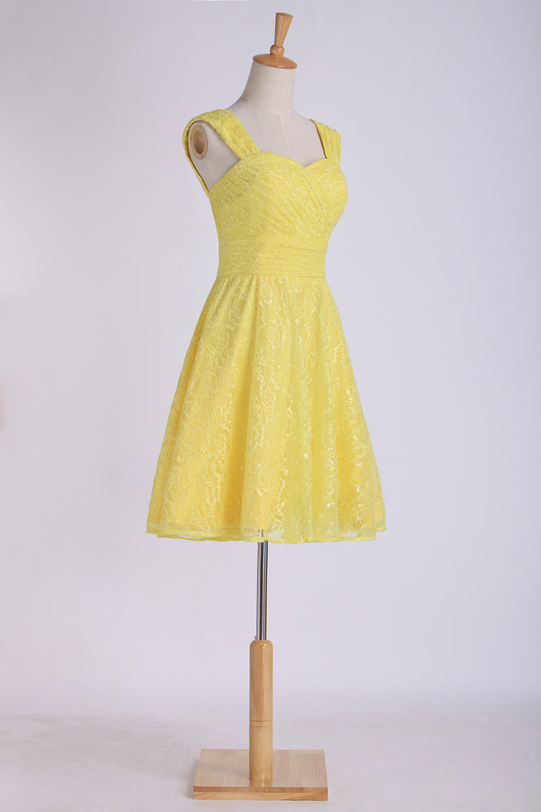 2022 Bridesmaid Dresses Straps A Line Knee Length Lace