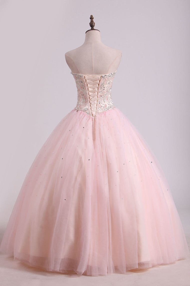 2022 Ball Gown Tulle With Beading Floor Length Quinceanera Dresses