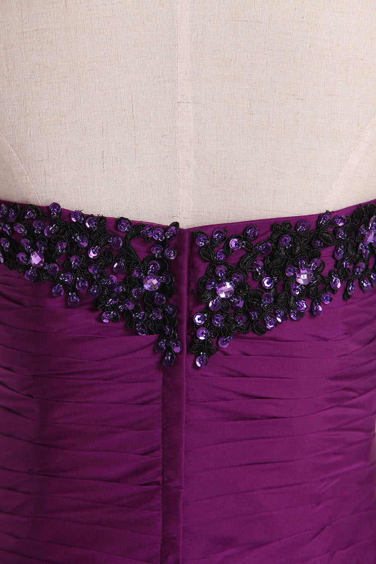 2022 Prom Dresses Ruffled Bodice Sheath/Column With Beads&Applique Floor Length