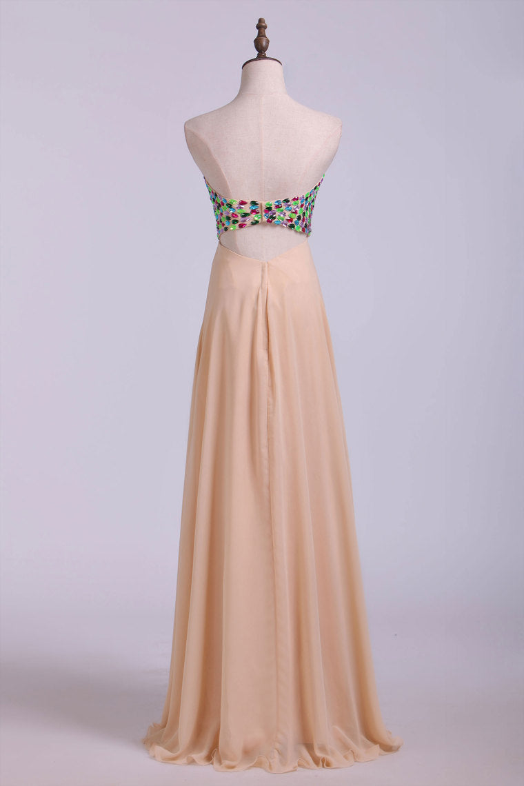 2022 Multi Color Beadwork & Beaded Straps Connecting Across The Center Of The Back Prom Dresses