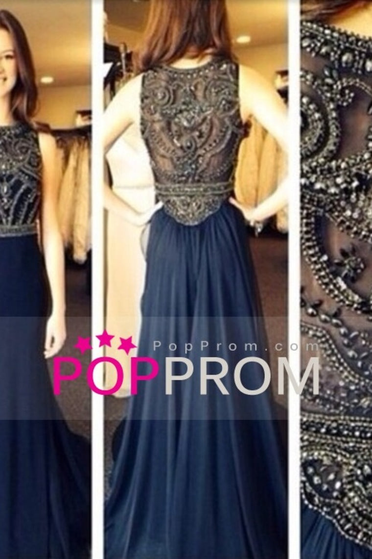 2022 Hot Selling Scoop A Line Full Length Prom Dress Beaded Tulle Bodice With Chiffon Skirt Ready To Ship