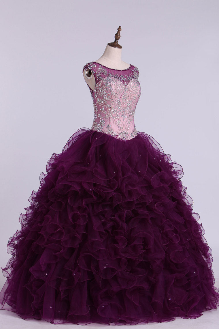 2022 Off The Shoulder Beaded Bodice Quinceanera Dresse Ball Gown Tulle