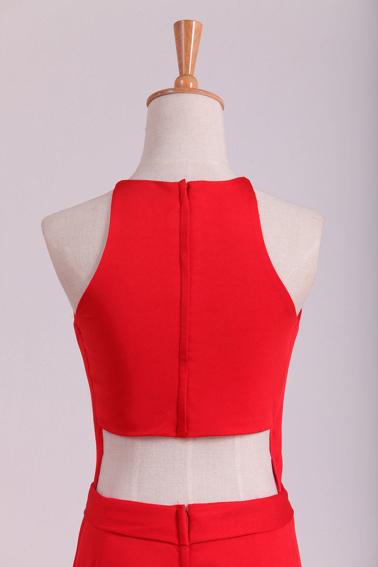 2022 Scoop Mermaid Spandex With Slit Sweep Train Evening Dresses