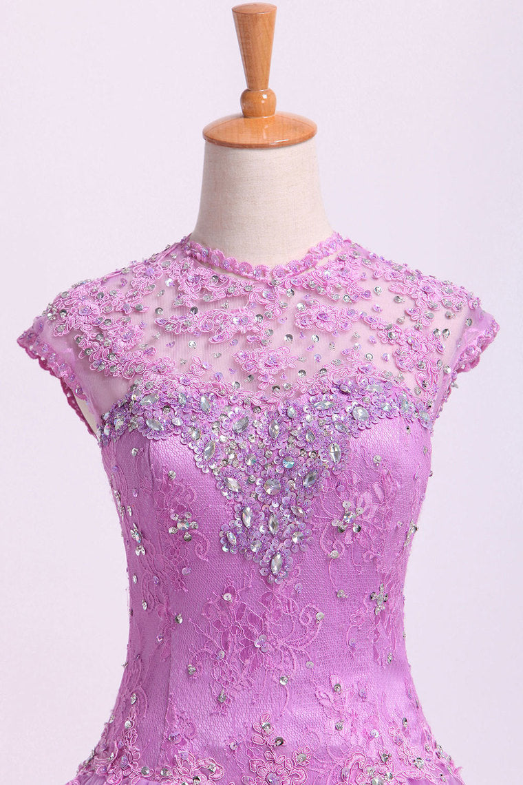 2022 New Arrival Quinceanera Dresses Ball Gown Floor Length Tulle With Beadings&Applique