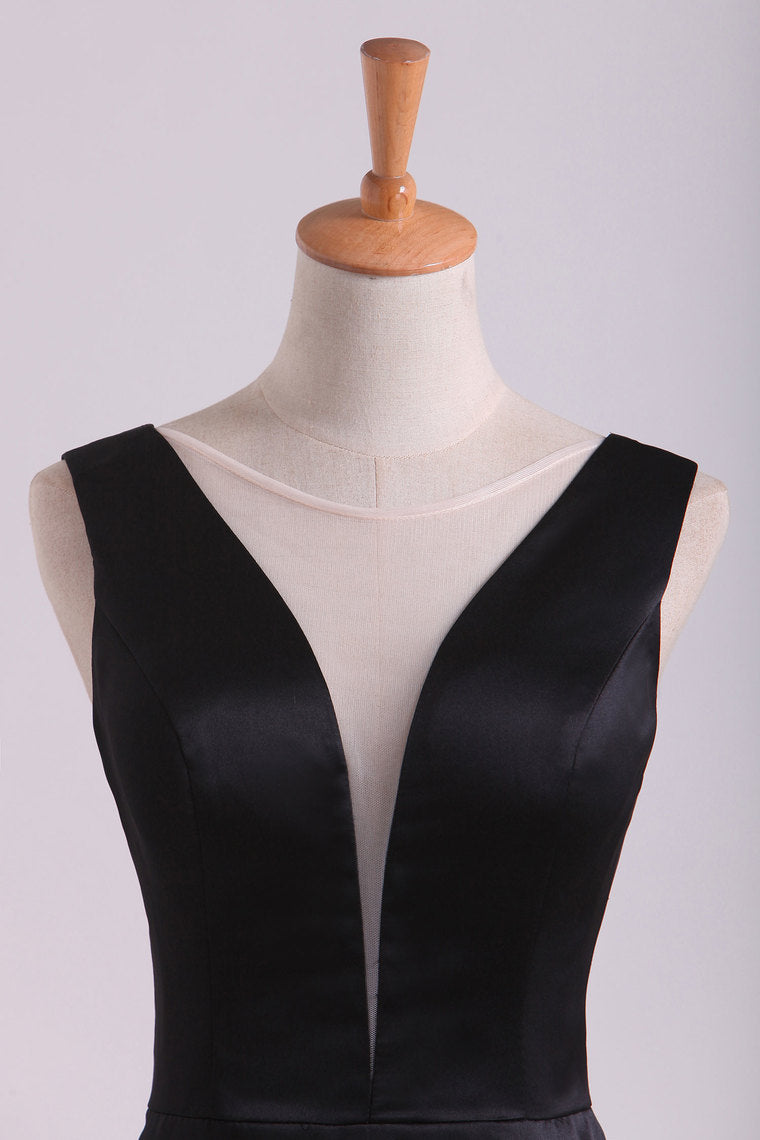 2022 Scoop Floor Length Mermaid Zipper Up Satin Prom Dresses