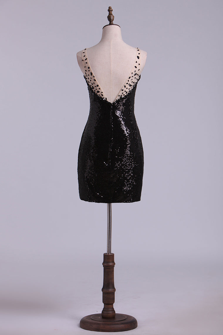 2022 Sexy Prom Dress V Neck Low Back Column Short Bling
