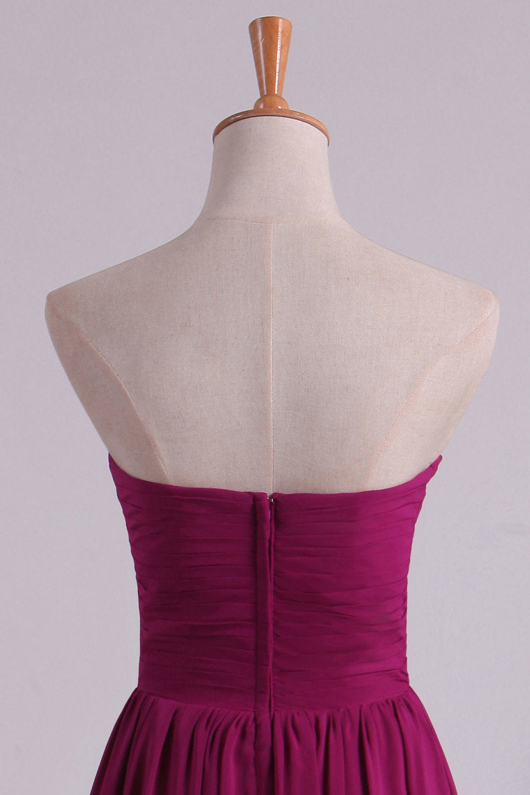 2022 Bridesmaid Dresses A Line Sweetheart Floor Length With Ruffles Chiffon