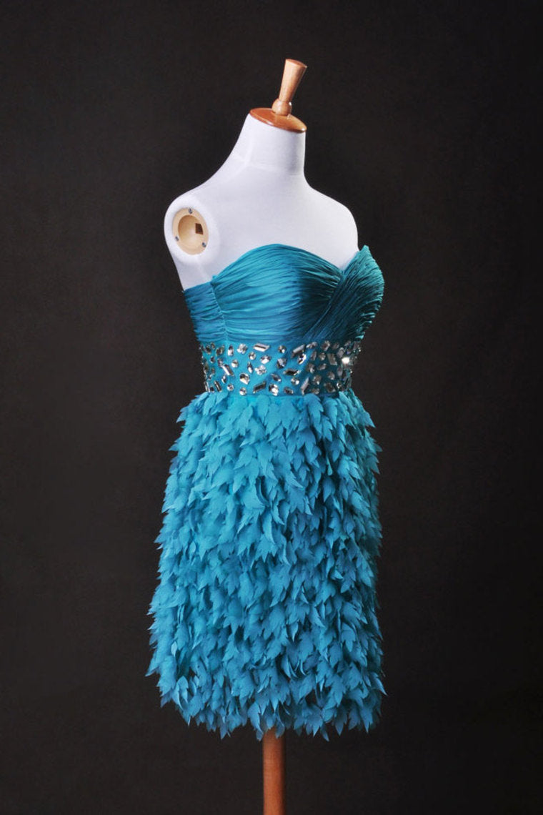 Blue  A Line Sweetheart  Knee Length Chiffon Cz