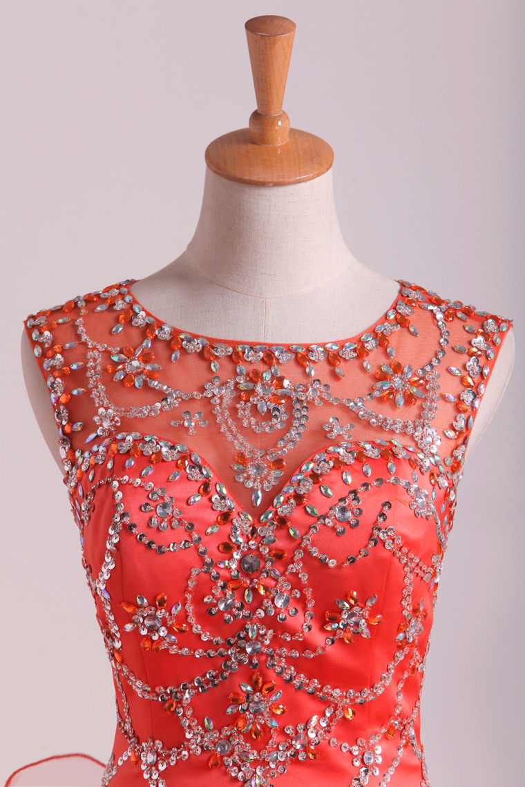 2022 Scoop Quinceanera Dresses Tulle Ball Gown Floor Length With Beading