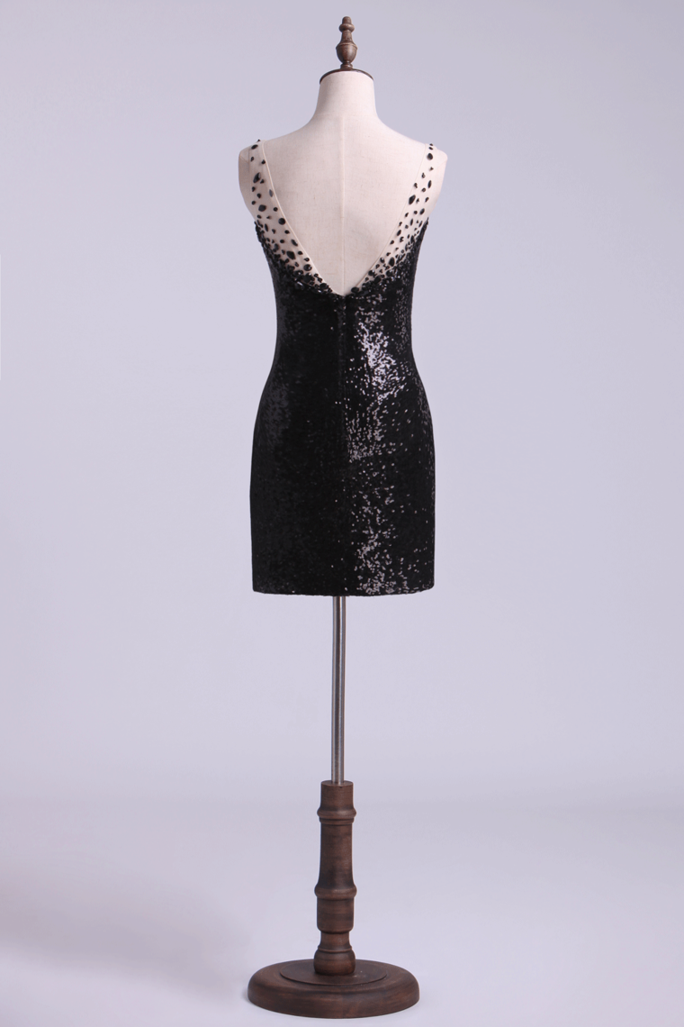 2022 Sexy Prom Dress V Neck Low Back Column Short Dress Bling
