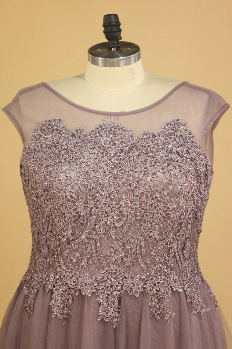 2022 Prom Dresses A Line Scoop Floor Length Tulle With Applique