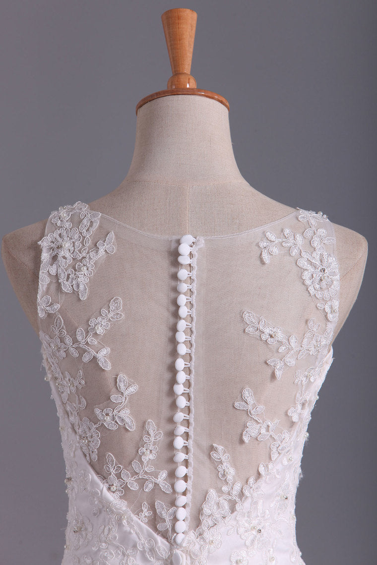 2022 V Neck Wedding Dresses Organza With Applique  & Ruffles Mermaid Court Train