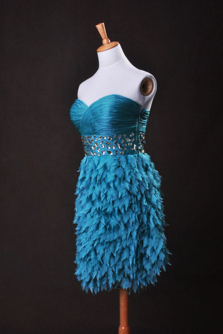 Blue  A Line Sweetheart  Knee Length Chiffon Cz