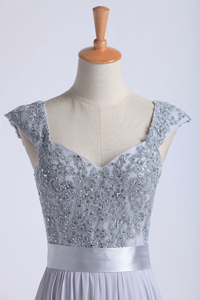 2022 Off The Shoulder A-Line Floor-Length Prom Dresses Beaded Bodice Tulle And Chiffon