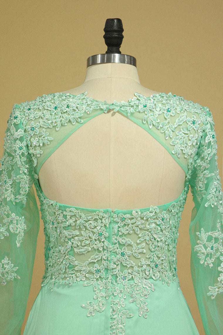 2022 Prom Dresses Bateau A Line Chiffon Floor Length With Beading