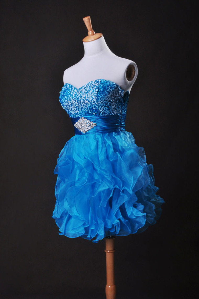 2022 Collection Blue  A Line Sweetheart  Short/Mini Organza Cz